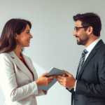 Consulente finanziario indipendente a riunione con comitato consultivo per strategie di referral